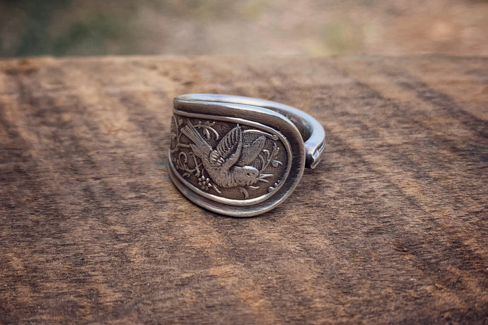 1865 Bird Sterling Spoon Ring