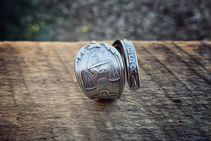 1894 September Zodiac Sterling Spoon Ring