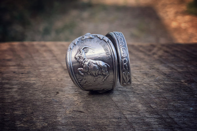 1894 December Zodiac Sterling Spoon Ring