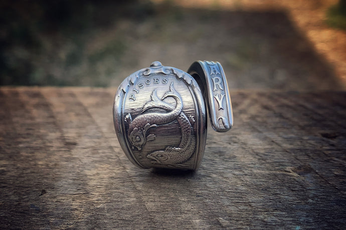 1894 February Zodiac Sterling Spoon Ring