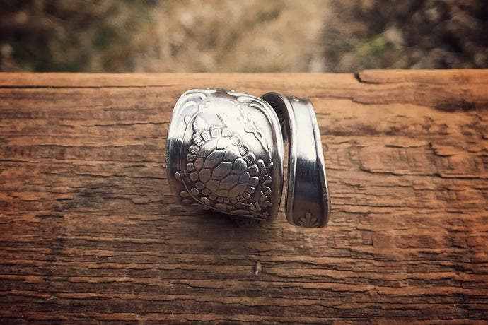 A Turtles Dance Statement Sterling Spoon Ring