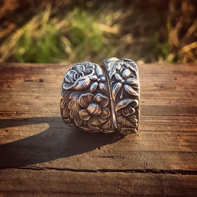 1933 Southern Statement Rose Sterling Spoon Ring